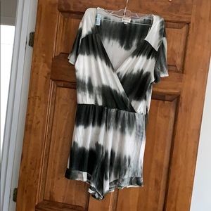 Green and white tie dye romper.